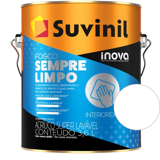 Tinta Suvinil Acrílico Super Lavável Branco Fosco Sempre Limpo