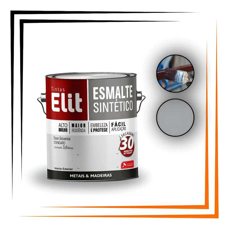 Esmalte Sintético Elit 3,6l Brilho Proteção E Secagem Rapida Cinza Medio