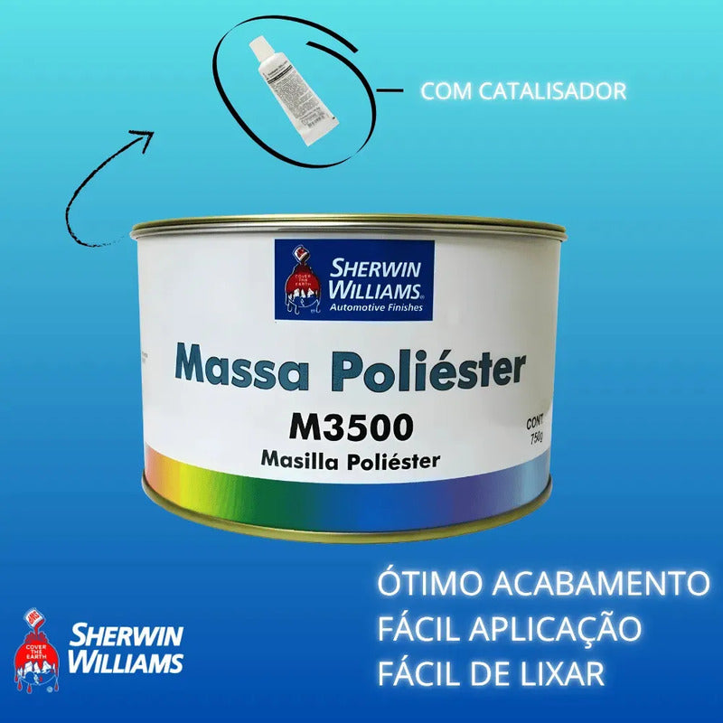 Massa Poliéster Sherwin Williams M3500 750g + Cat Lazzuril