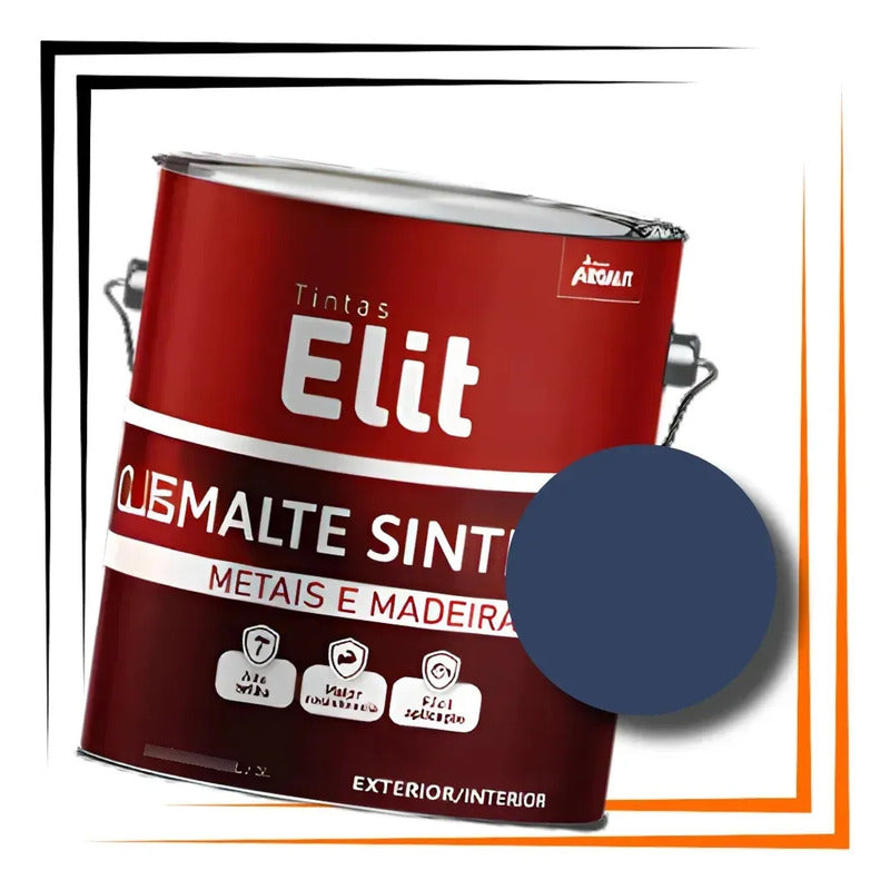 Tinta Esmalte Sintetico Elit 3,6l Secagem Rapida Alto Brilho Azul Del Rey Brilhante