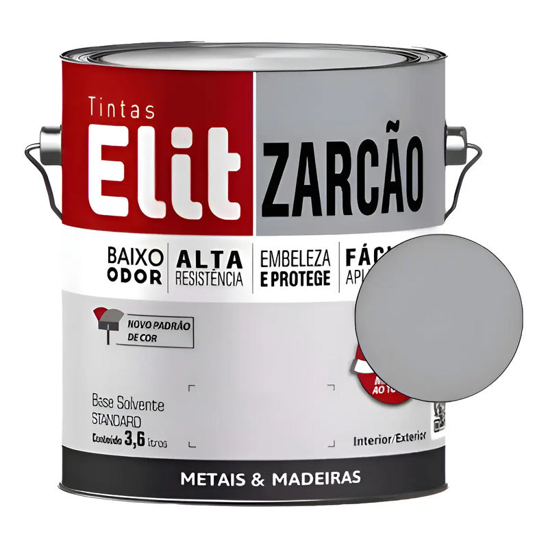 Zarcão Cinza 3,6l Elit Brilhante Para Metais E Madeiras