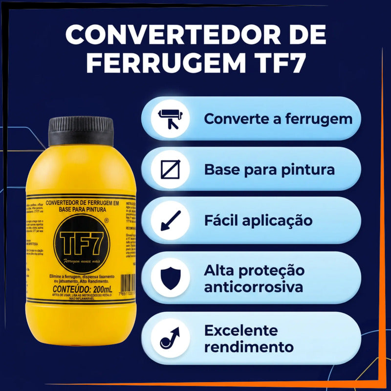 Convertedor De Ferrugem Tf7 200 Ml Neutralizador Ferrugem Amarelo