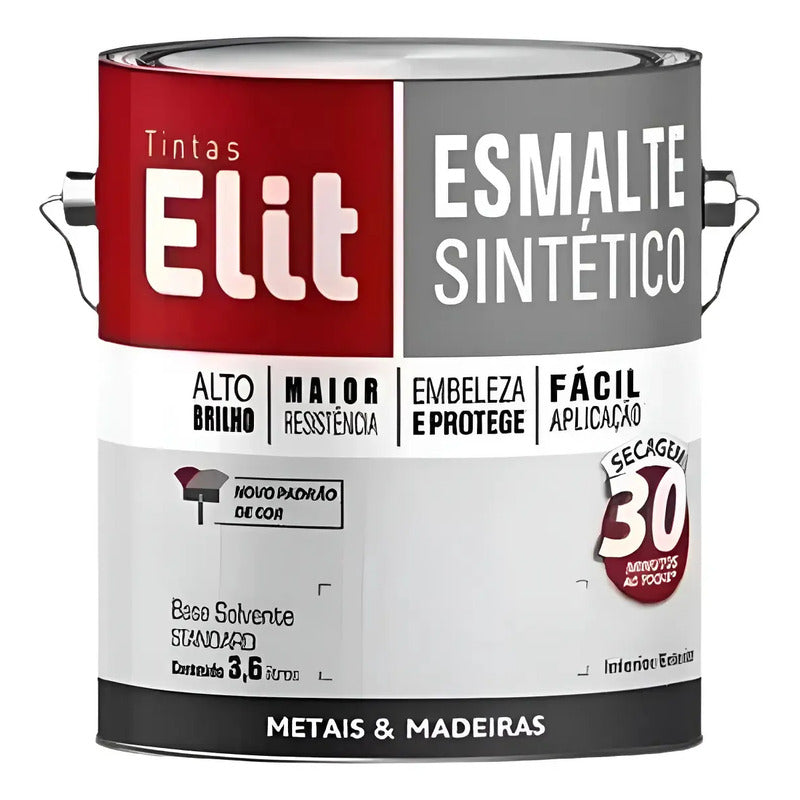 Tinta Esmalte Sintético Elit 3,6l Metais Madeiras Brilho Vermelho Brilhante