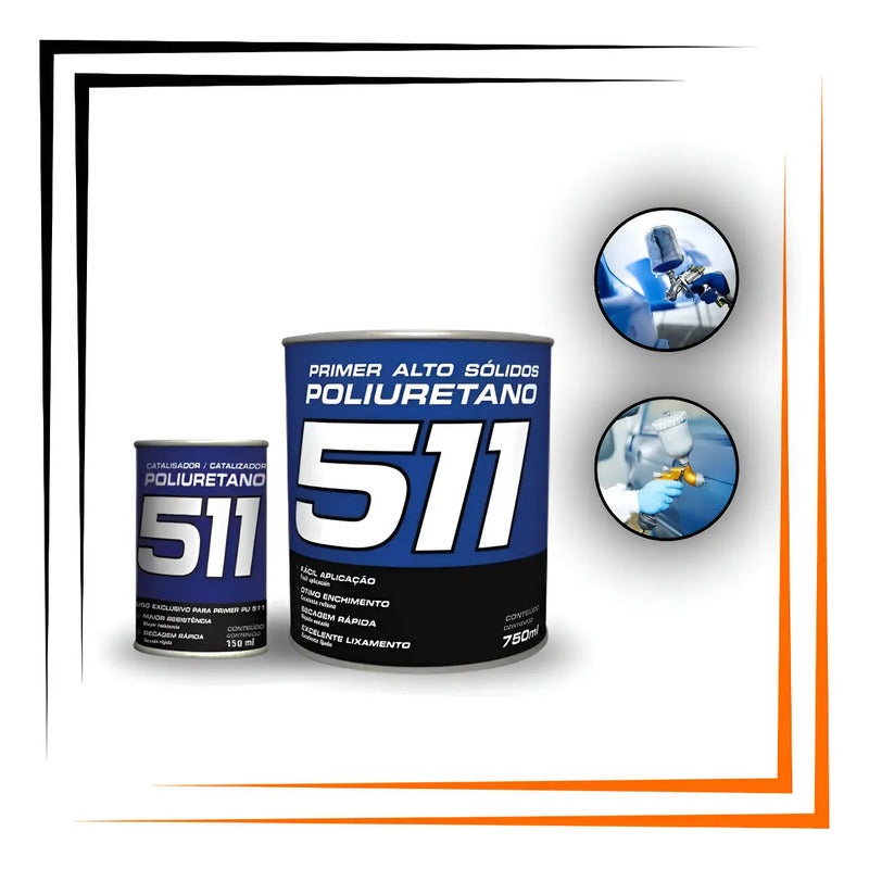 Kit Primer Hs Pu 511 Automotivo Maxi Rubber Com Catalisador