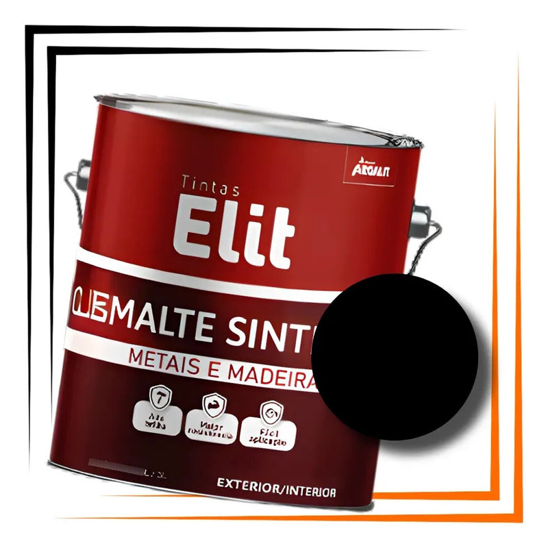 Tinta Esmalte Sintetico Elit 3,6l Secagem Rapida Alto Brilho Preto Brilhante