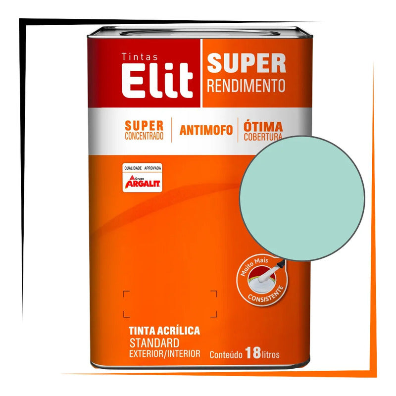 Tinta Acrílica Elit Super Rendimento 18l Exterior/interior Verde Piscina