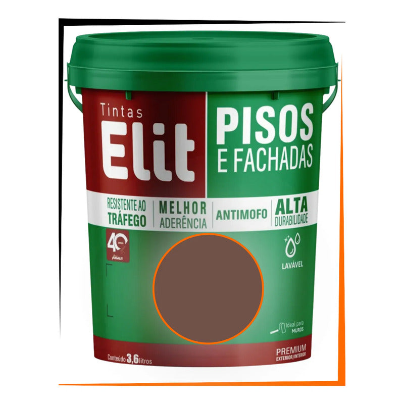 Tinta Para Piso Acrílica 3,6l Elit Alta Resistência Marrom Fosco