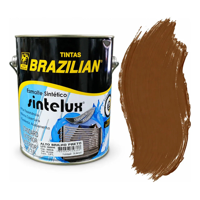 Esmalte Sintético Sintelux Alto Brilho  Brazilian Tintas 3,6 Tabaco Brilhante