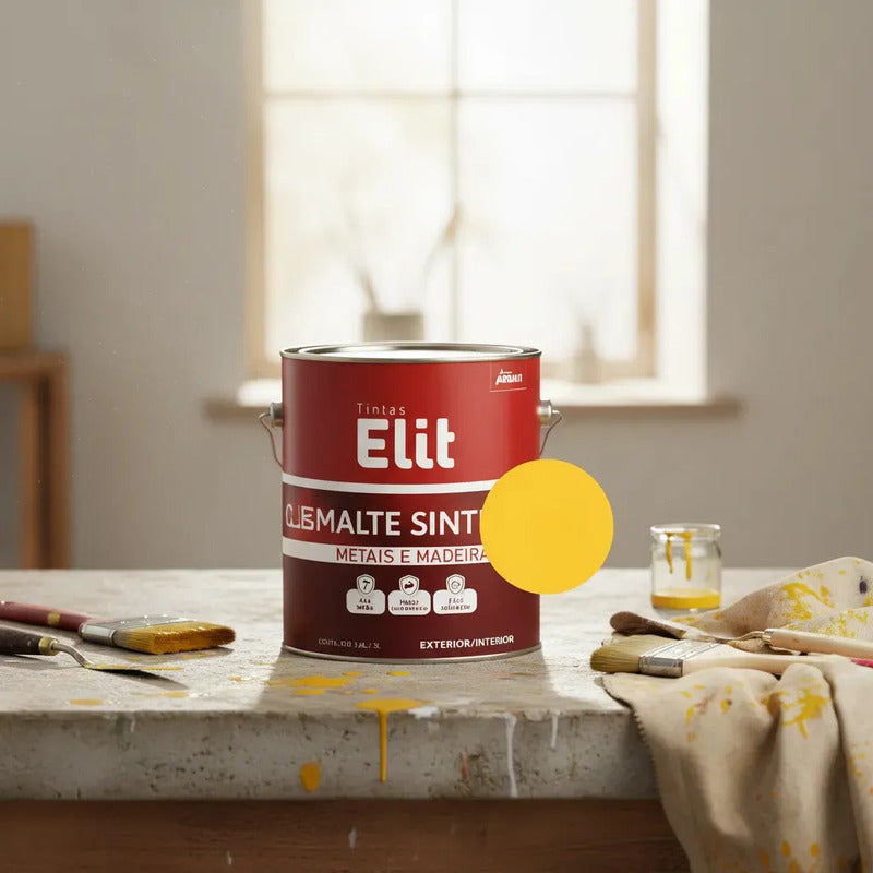 Tinta Esmalte Sintetico Elit 3,6l Secagem Rapida Alto Brilho Amarelo Ouro Brilhante