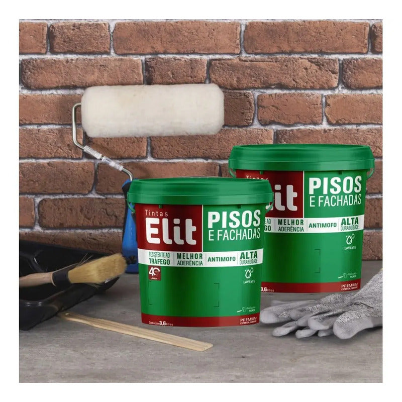 Tinta Piso Elit Chumbo 3,6l Fosco Impermeável Para Quadras E Garagens