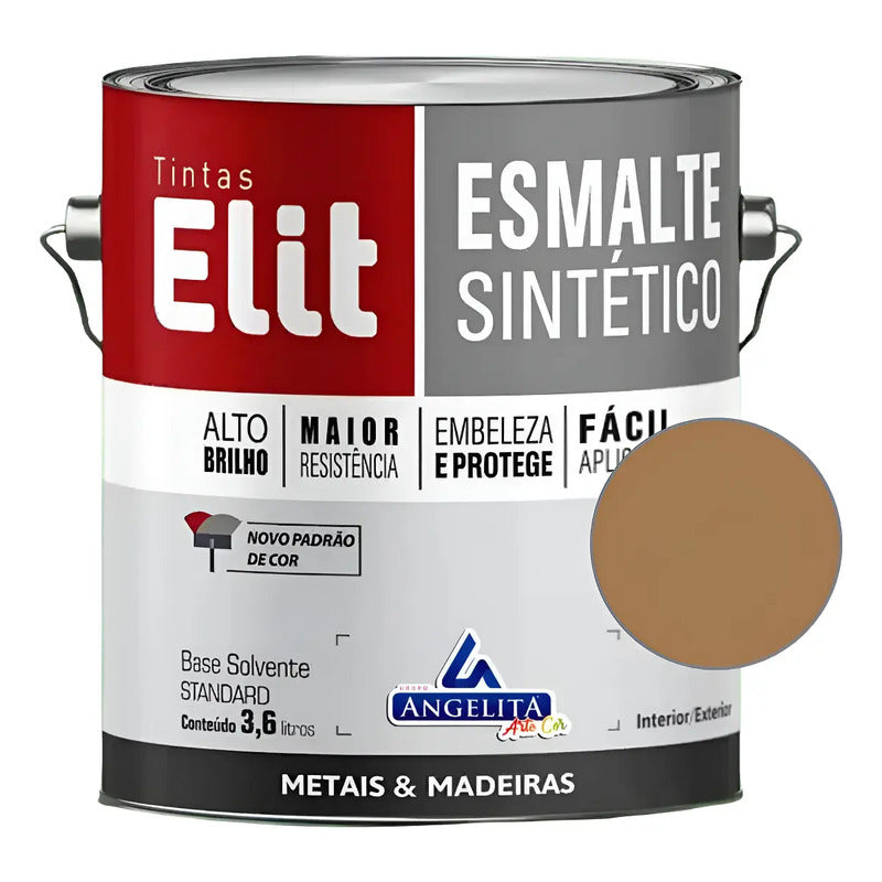 Esmalte Sintético Elit 3,6l Cores Brilhantes Metais/madeir Cor Marrom Conhaque