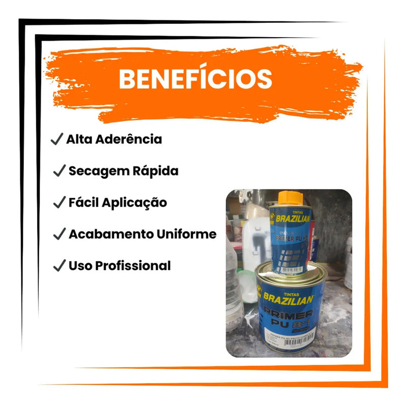 Primer Pu Super Brazilian + Catalisador 900ml Cinza