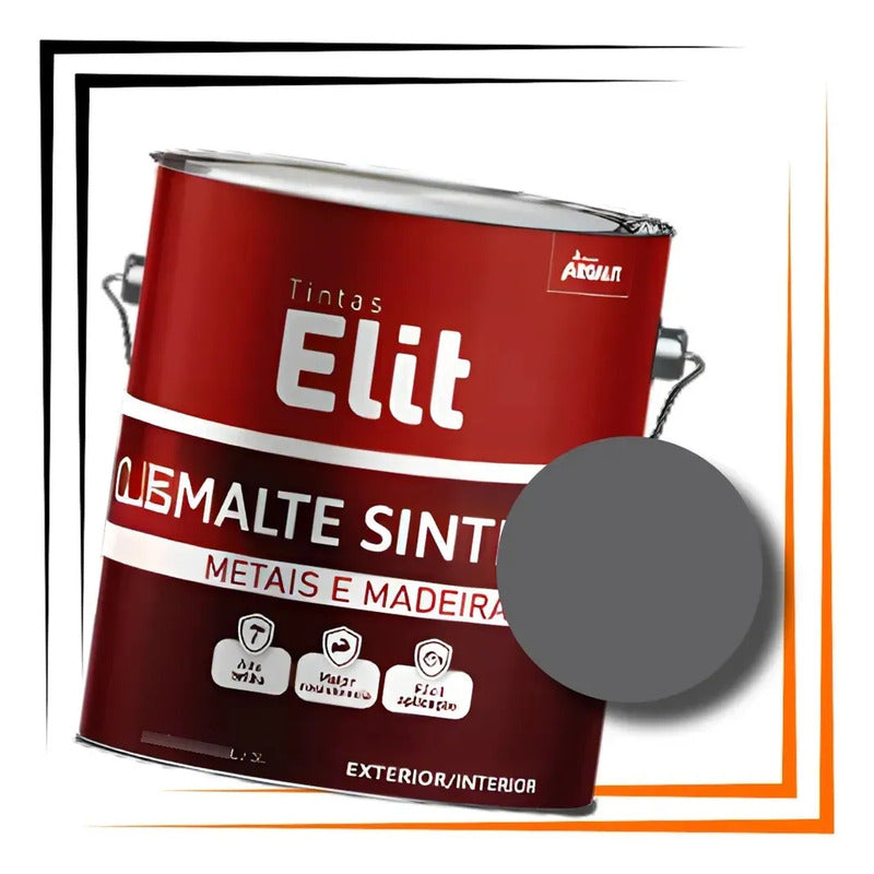 Tinta Esmalte Sintetico Elit 3,6l Secagem Rapida Alto Brilho Cinza-escuro Brilhante