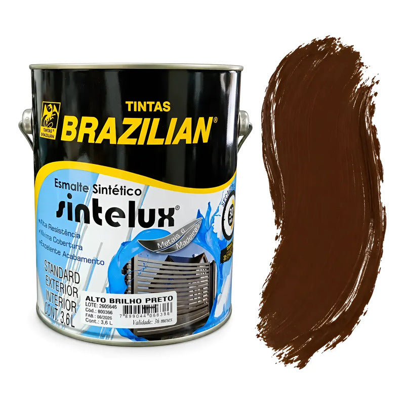 Esmalte Sintético Sintelux Alto Brilho  Brazilian Tintas 3,6 Marrom Brilhante