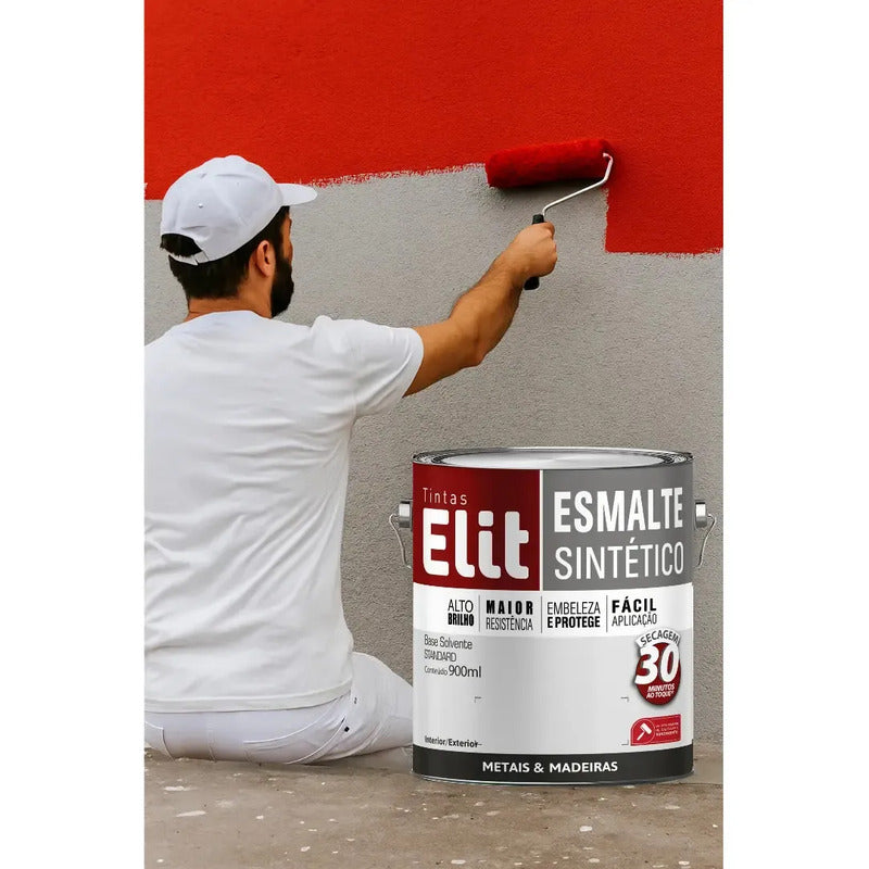 Tinta Esmalte Sintético Elit 3,6l Metais Madeiras Brilho Marrom Conhaque Brilhante