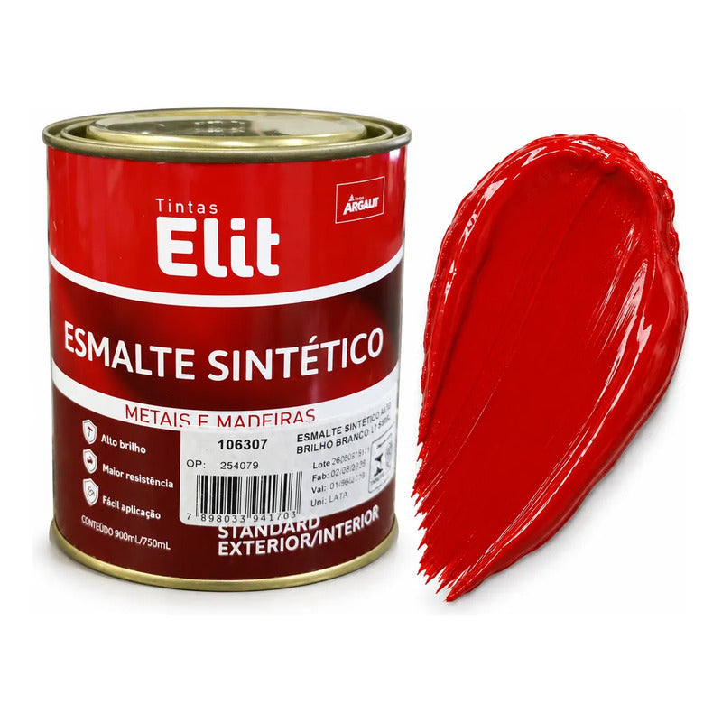 Esmalte Sintético Brilhante Elit 900ml Várias Cores Vermelho