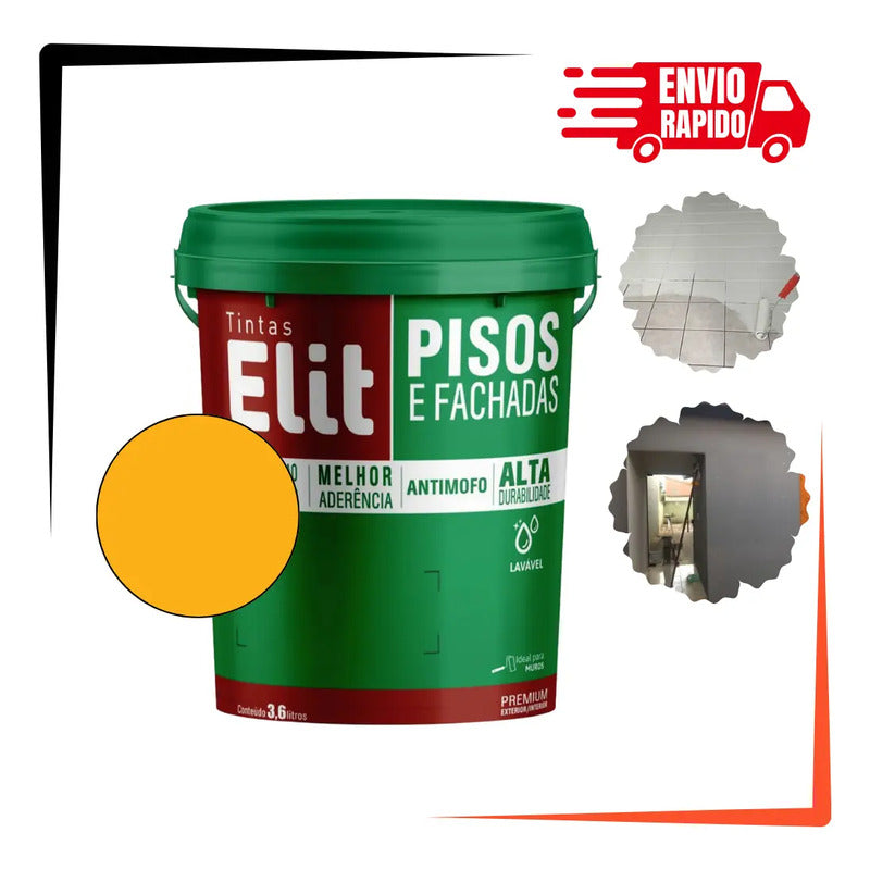 Tinta Para Piso Elit Fosca 3,6l Amarelo Demarcação Resistente