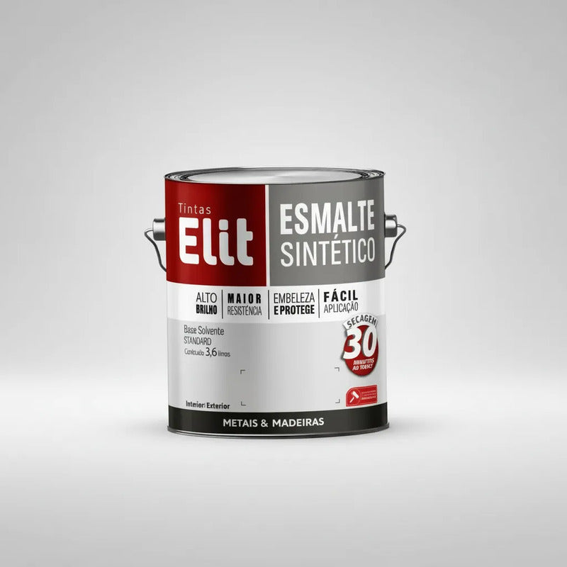 Tinta Esmalte Sintético Elit 3,6l Metais Madeiras Brilho Cinza-escuro