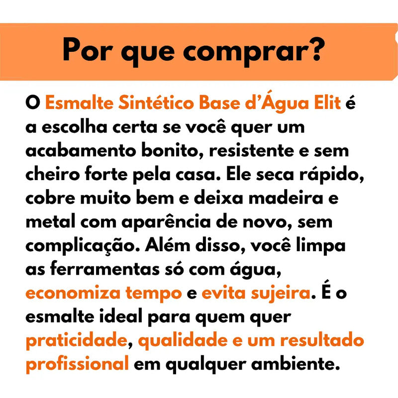 Esmalte Sintetico Base D'agua Elit Premium Branco 900ml Branco