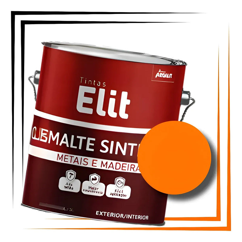 Tinta Esmalte Sintetico Elit 3,6l Secagem Rapida Alto Brilho Laranja Brilhante