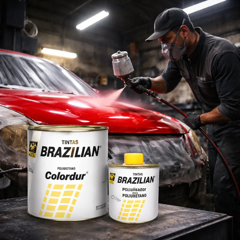 Tinta Pu Vermelho Flash 675ml + Catalisador Brazilian