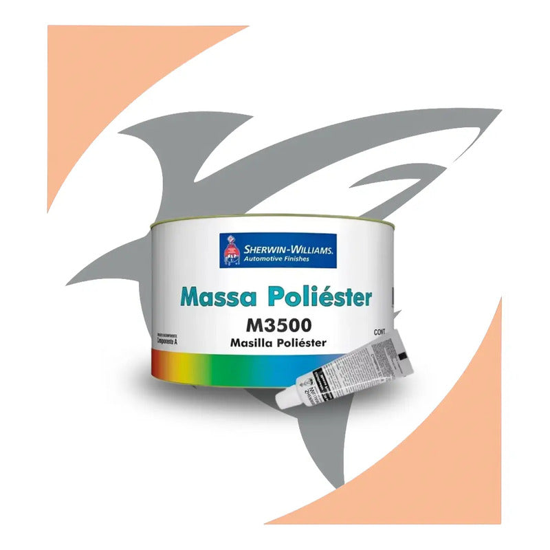 Massa Poliéster Sherwin M3500 750g + Catalisador Incluso