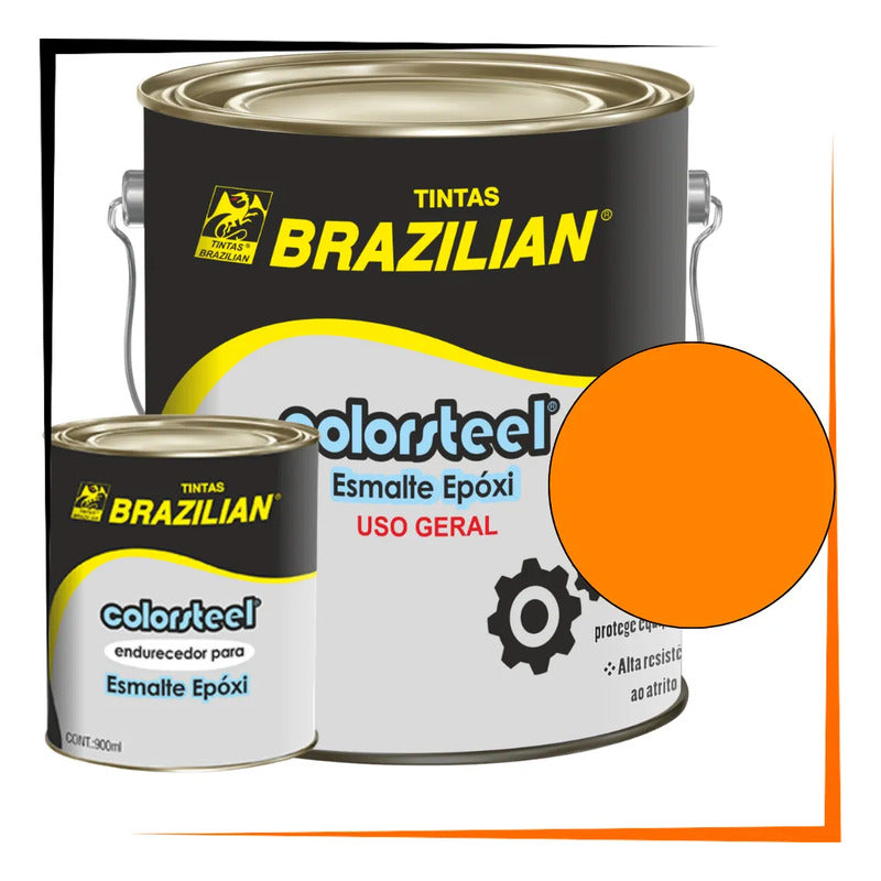 Tinta Epóxi Alta Resistência + Endurecedor 3,6l Kit Profissi Laranja Segurança Brilhante