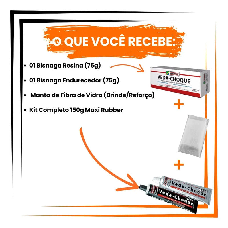 Cola Para Choque Reparador Veda Choque Maxi Rubber 150g
