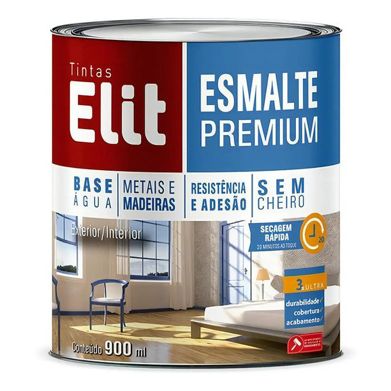 Tinta Esmalte Premium Base Água Elit Brilhante 900ml Cor Branco