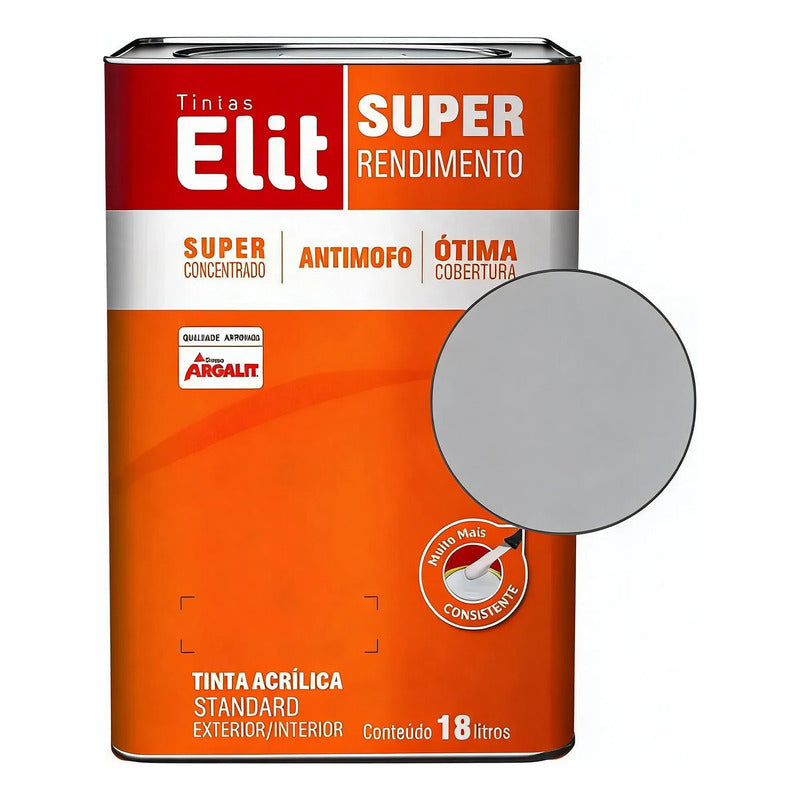 Tinta Acrílica Elit Super Rendimento 18l Exterior/interior Colar De Prata