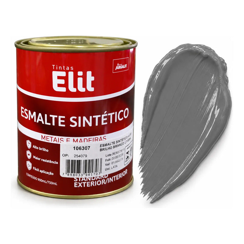 Esmalte Sintético Brilhante Elit 900ml Várias Cores Cinza Medio