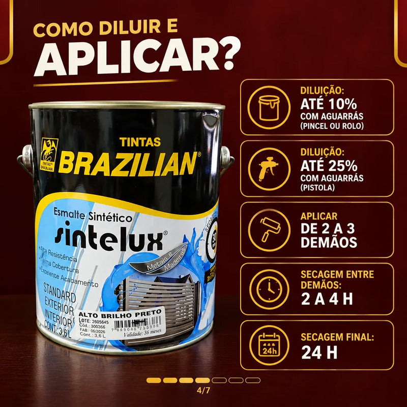 Esmalte Sintético Sintelux Alto Brilho  Brazilian Tintas 3,6 Amarelo Ouro Brilhante