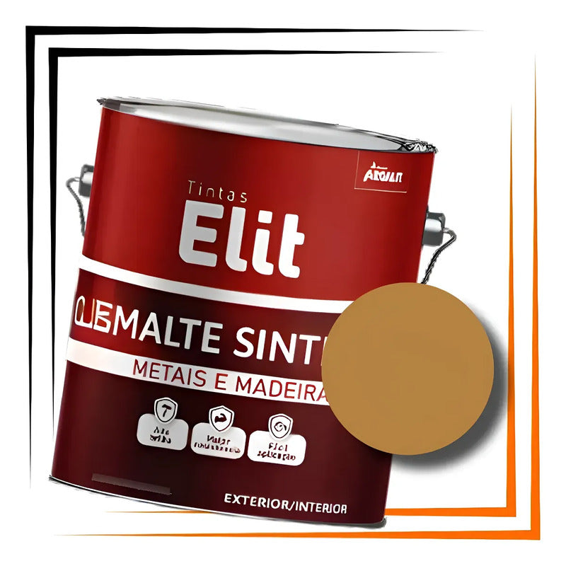 Tinta Esmalte Sintetico Elit 3,6l Secagem Rapida Alto Brilho Marrom Conhaque Brilhante