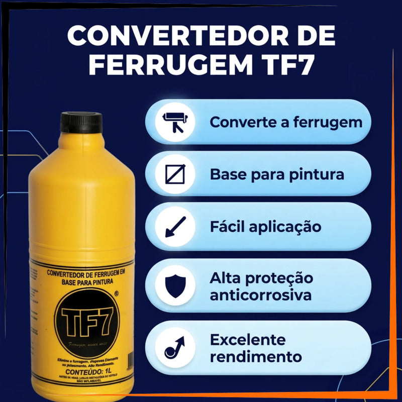 Convertedor De Ferrugem Tf7 1 Litro Neutralizador Ferrugem Amarelo