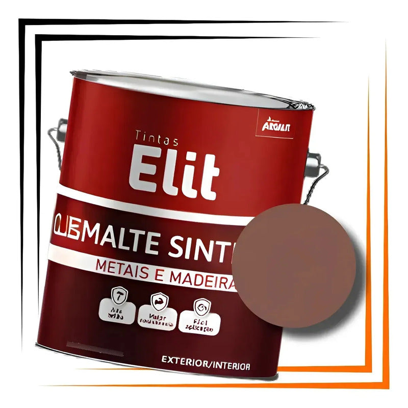 Tinta Esmalte Sintetico Elit 3,6l Secagem Rapida Alto Brilho Marrom Brilhante