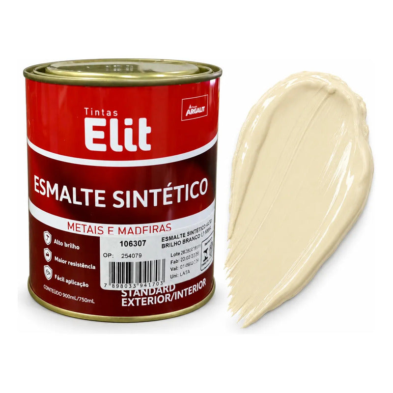 Esmalte Sintético Brilhante Elit 900ml Várias Cores Marfim