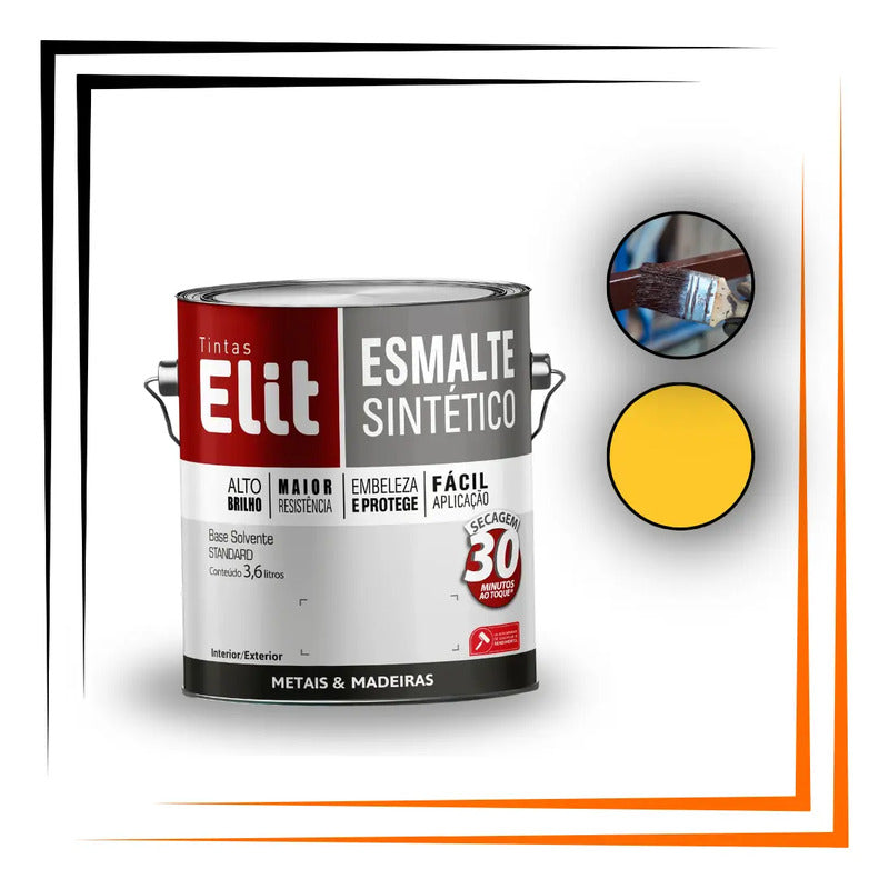 Esmalte Sintético Elit 3,6l Brilho Proteção E Secagem Rapida Amarelo Ouro