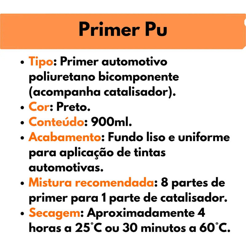 Primer Pu Preto Super Brazilian + Catalisador 900ml