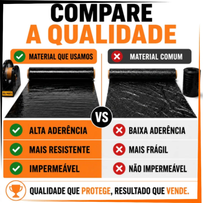 Kit 2 Filme Stretch Preto 500mm 3kg Reforçado Mudança