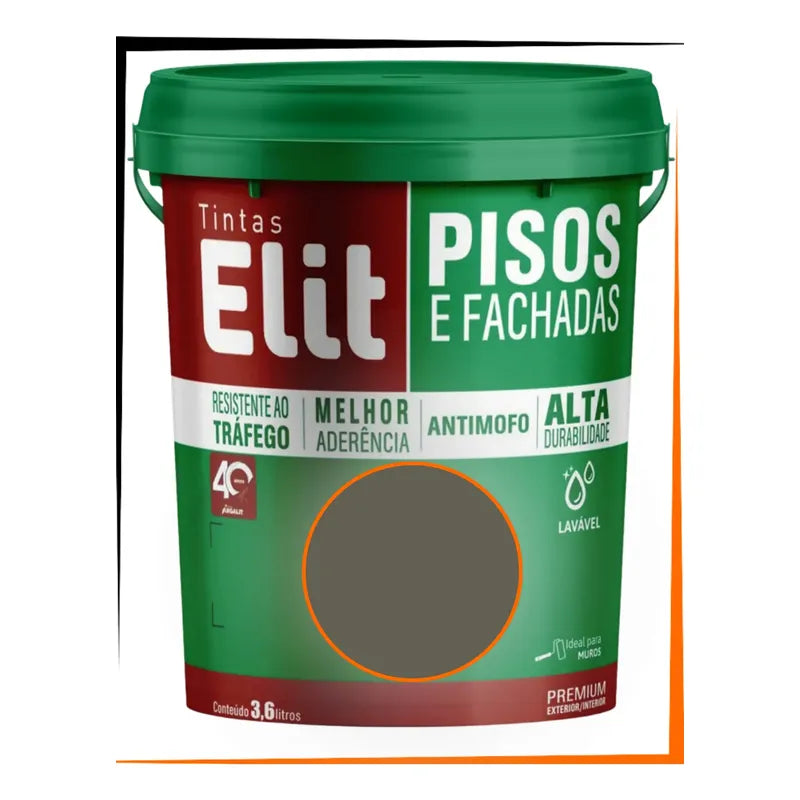 Tinta Para Piso Acrílica 3,6l Elit Alta Resistência Concreto Fosco
