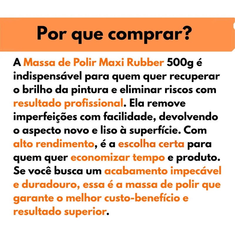 Massa De Polir 2 Maxi Corte 500g Maxi Rubber - Uso Automotiv