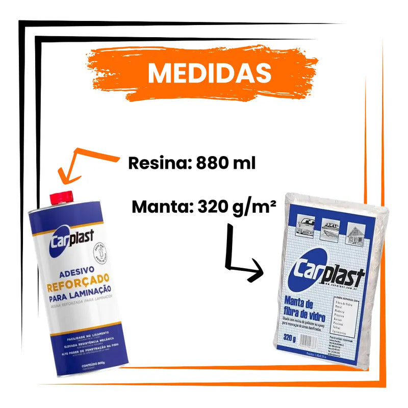 Kit Resina Para Fibra De Vidro + Manta Carplast Incolor