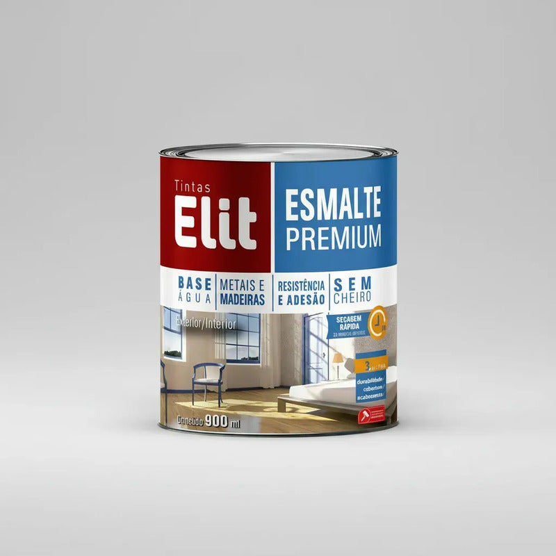Tinta Esmalte Premium Base Água Elit Brilhante 900ml Cor Branco