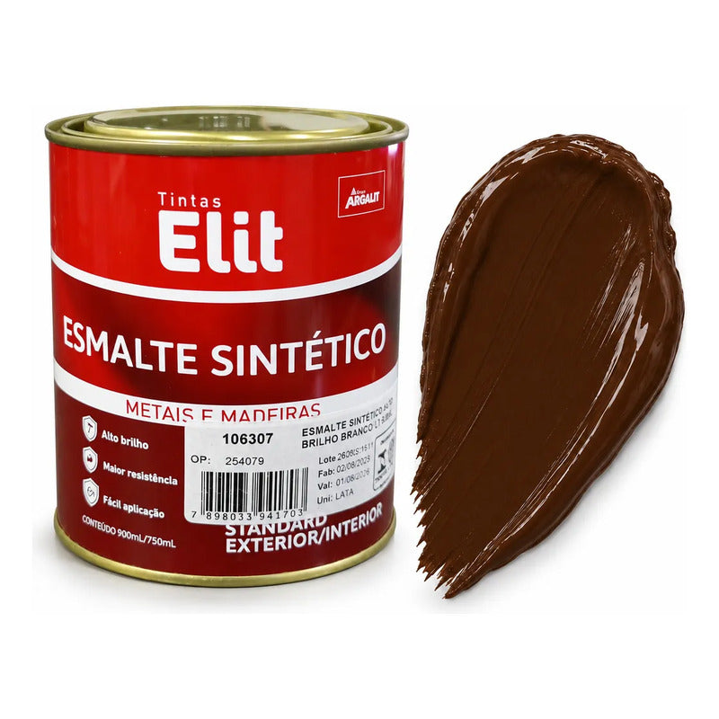 Esmalte Sintético Brilhante Elit 900ml Várias Cores Marrom