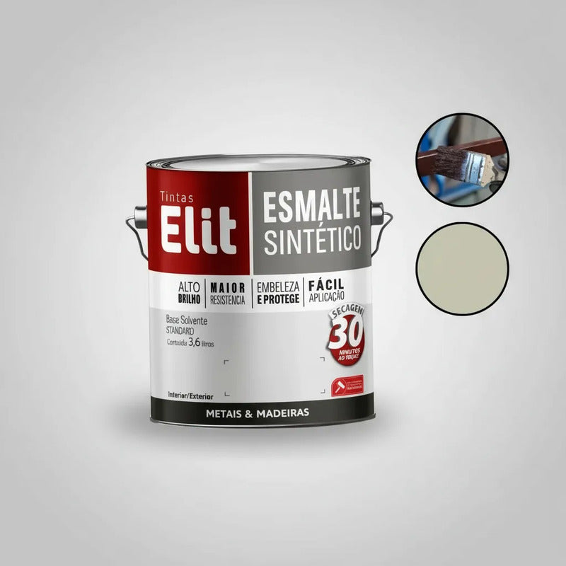 Tinta Esmalte Sintético Elit 3,6l Metais Madeiras Brilho Platina