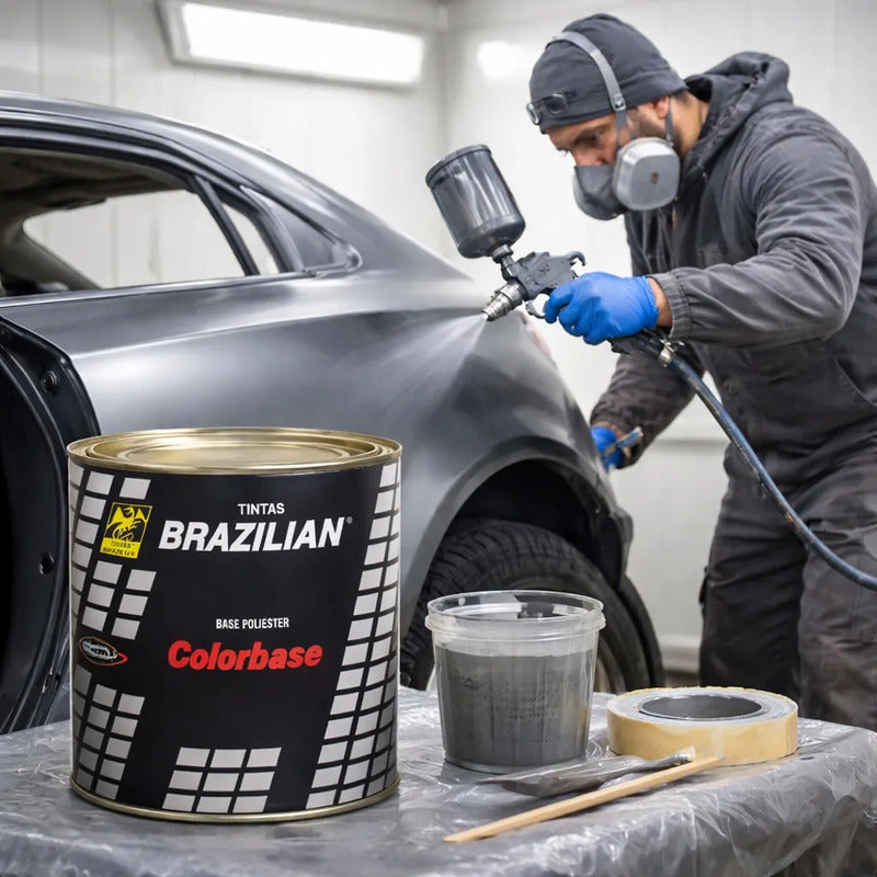 Tinta Automotiva Poliéster Cinza Telurium Fiat - 900ml.