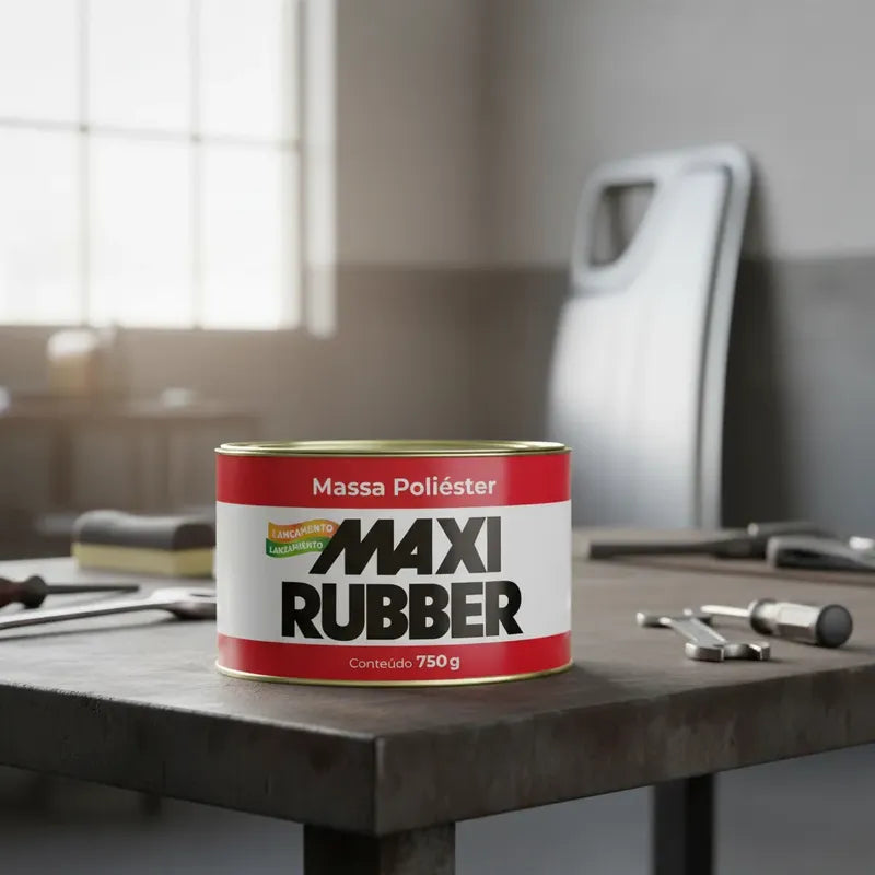 Massa Poliéster Maxi Rubber 750g Com Catalisador Funilaria Cinza