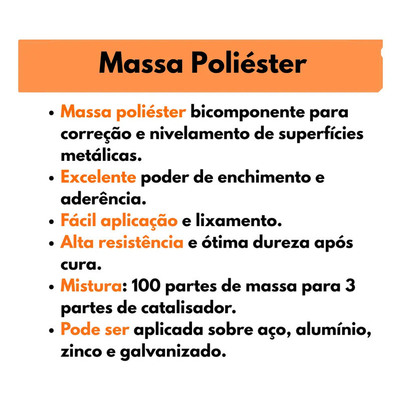 Massa Poliéster Automotiva Alta Aderência E Acabamento