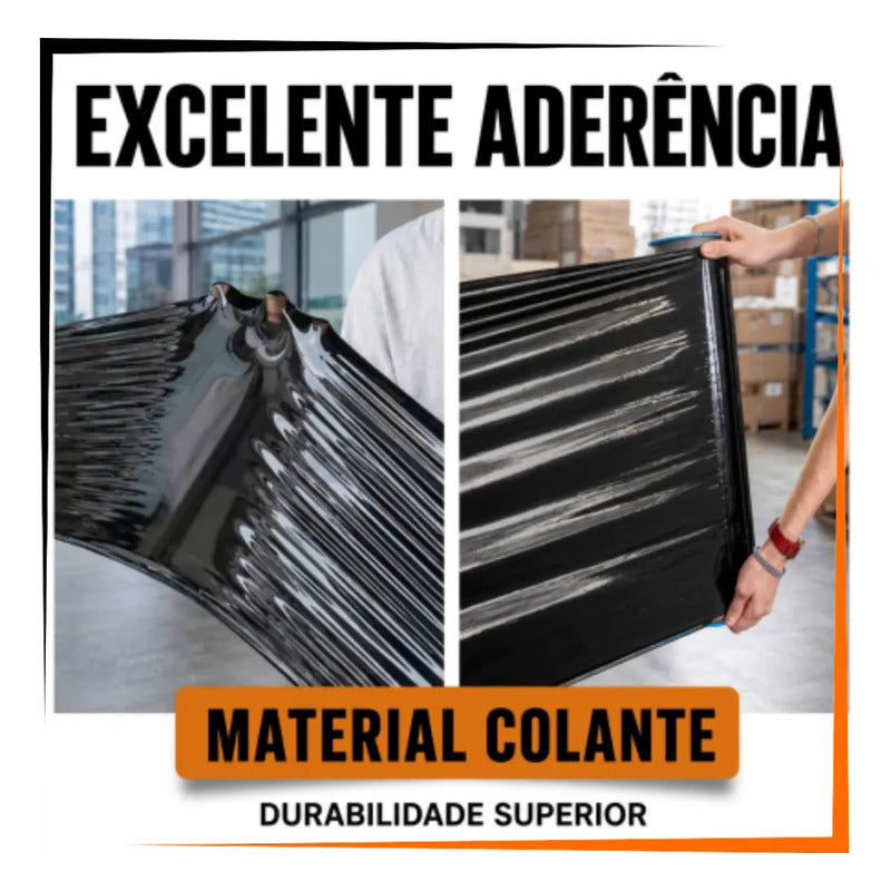 Kit 3 Filme Stretch Preto 500mm 3kg Reforçado Mudança