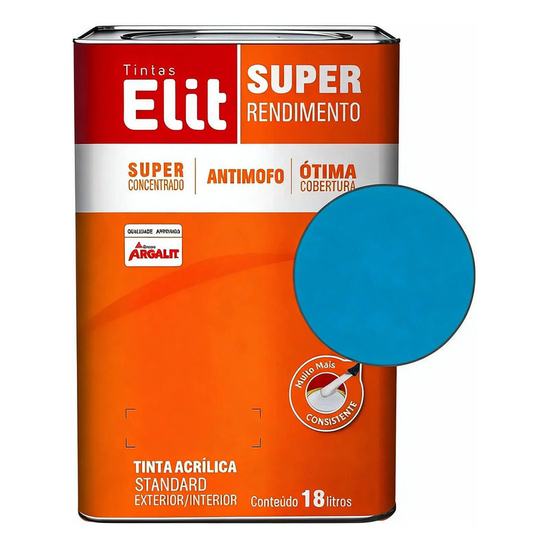 Tinta Acrílica Elit Super Rendimento 18l Exterior/interior Pacifico